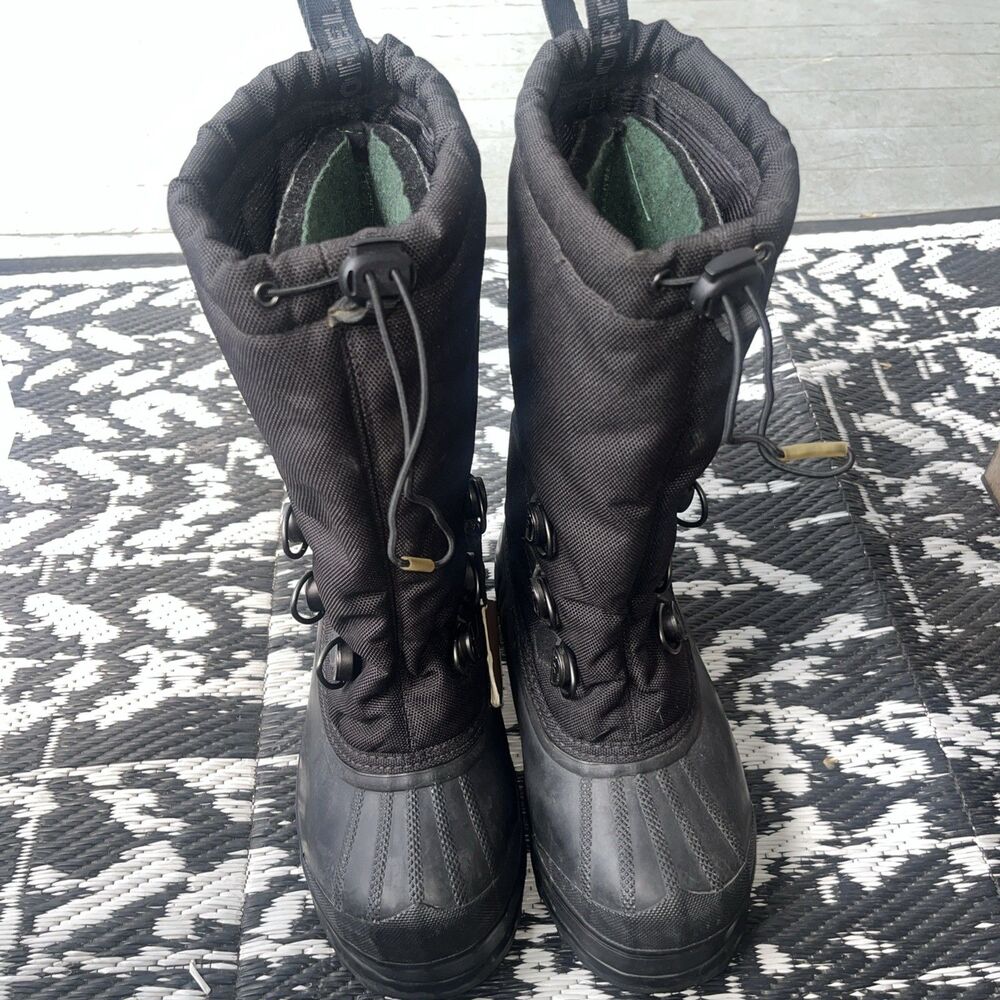 All Black Sorel Glacier Boys 6 Women’s 8.5 Snow Boots